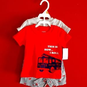 Carters 3-piece onesie, t-shirt, shorts short set